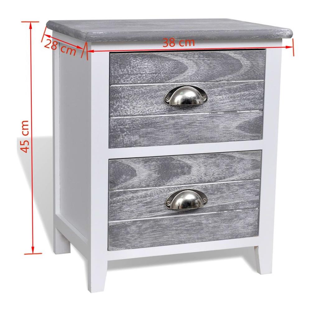 Set 2 Pz Comodino / Supporto Del Telefono Con Cassetti Grigio / bianco - Foto 14