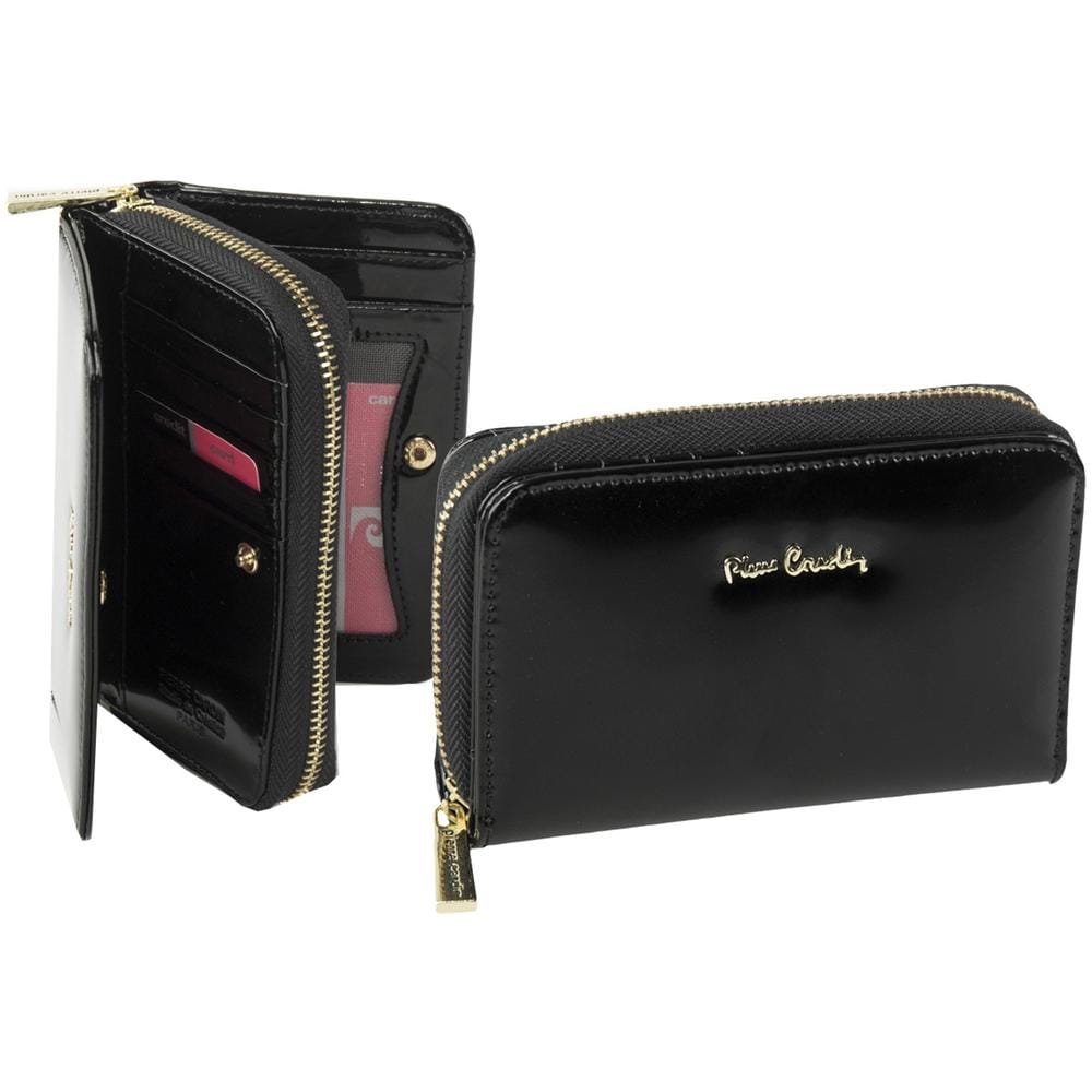 Portafoglio Donna Nero In Pelle Con Apertura Zip E Bottone A5105 - Foto 1
