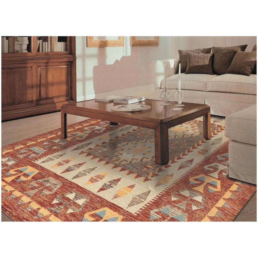 Tappeto Da Camera E Salotto Disegno Kilim 175x240 cm Marrone - Foto 2