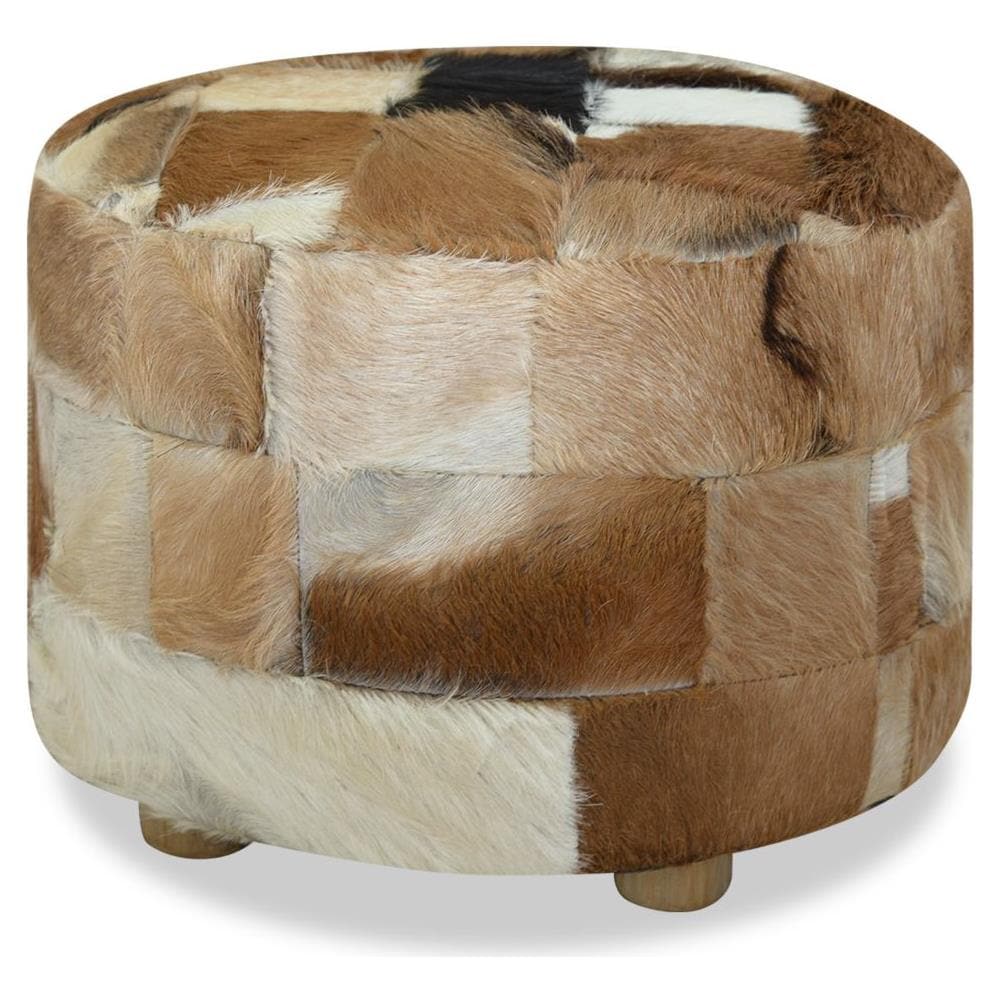 Pouf Rotondo In Vera Pelle 50x50x45 Cm - Foto 1