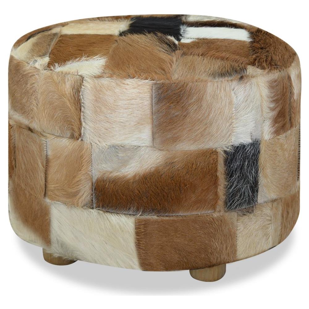 Pouf Rotondo In Vera Pelle 50x50x45 Cm - Foto 2