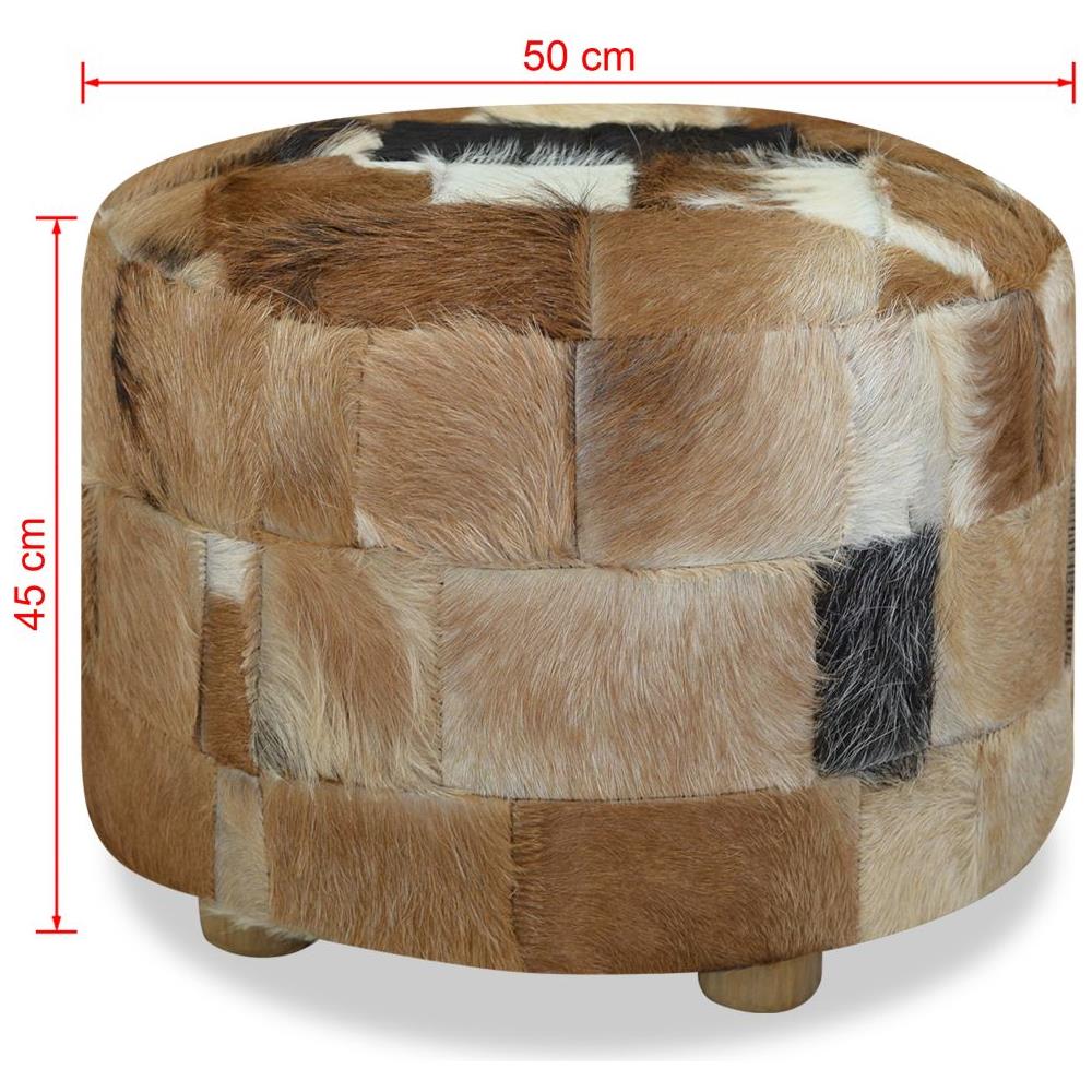 Pouf Rotondo In Vera Pelle 50x50x45 Cm - Foto 7