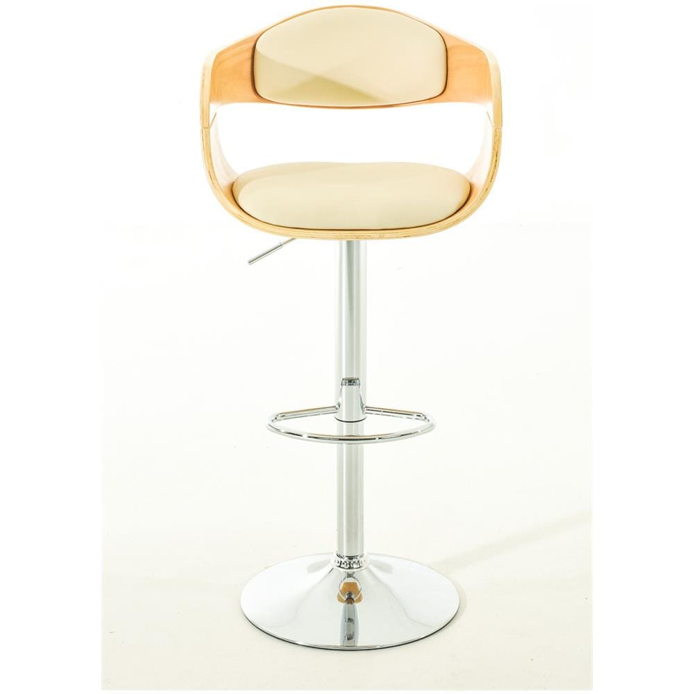 Sgabello rétro Kingston con Braccioli - Sgabello Bar Girevole 360° in Similpelle e Legno I Sgabello Alto Bancone Regolabile 63-77cm Natura / Crema - Foto 2