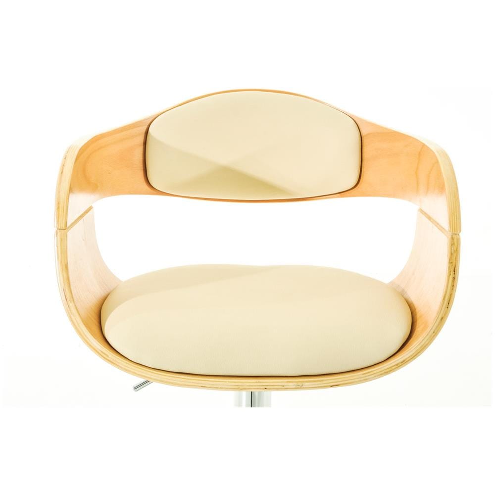 Sgabello rétro Kingston con Braccioli - Sgabello Bar Girevole 360° in Similpelle e Legno I Sgabello Alto Bancone Regolabile 63-77cm Natura / Crema - Foto 5