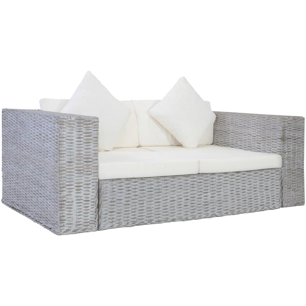 Set Di Divani 2 Pz Con Cuscini Grigio In Rattan Naturale - Foto 2