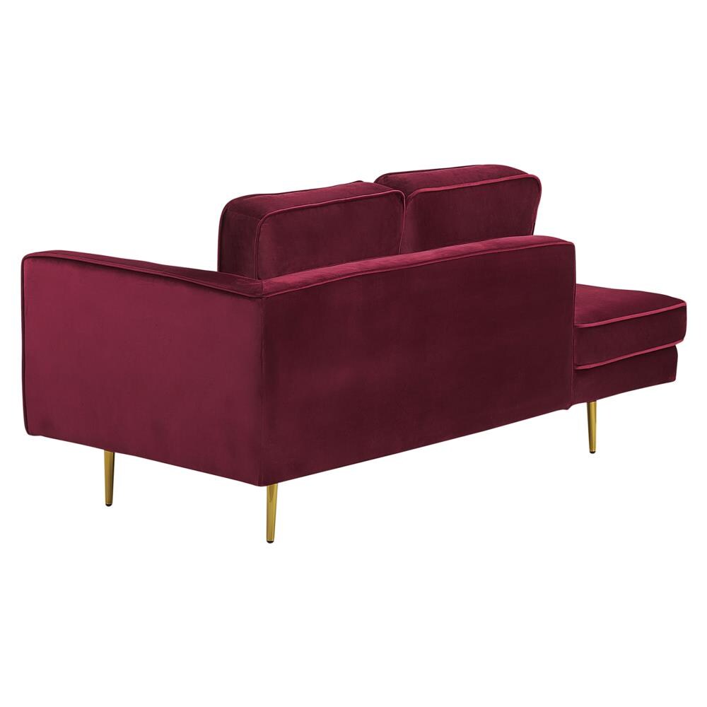 Chaise Longue In Velluto Rosso Scuro Destra Miramas - Foto 2