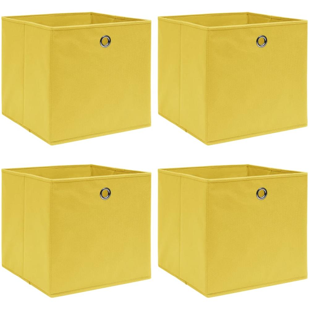 Scatole Portaoggetti 4pz Gialle 32x32x32 cm Tessuto - Foto 1