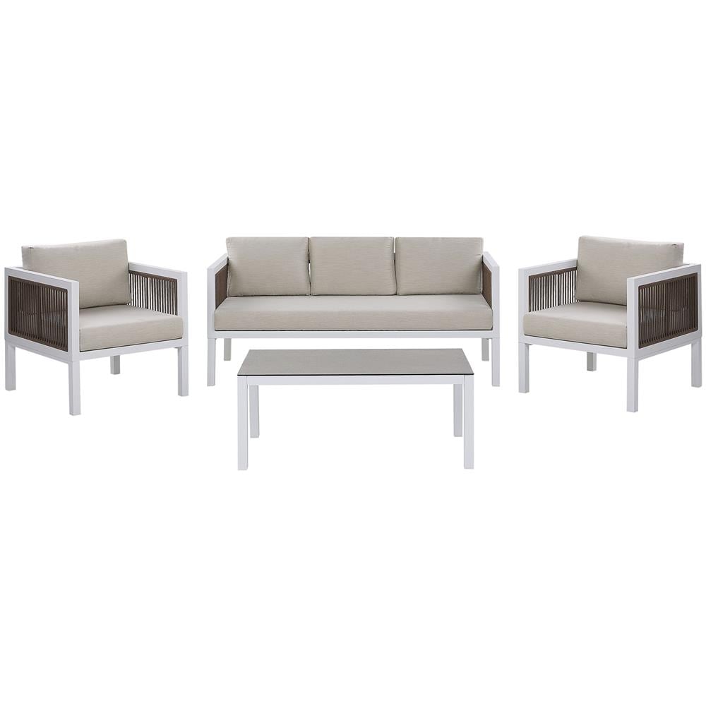 Set Lounge Da Giardino A 5 Posti Bianco E Marrone Borello - Foto 1