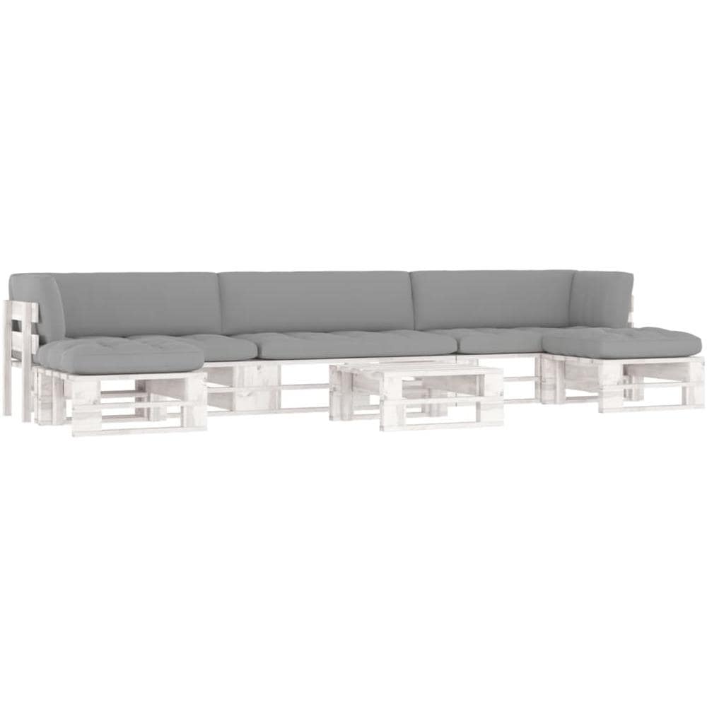 Set di Divani su Pallet 6pz e Cuscini in Pino Impregnato Bianco - Foto 1