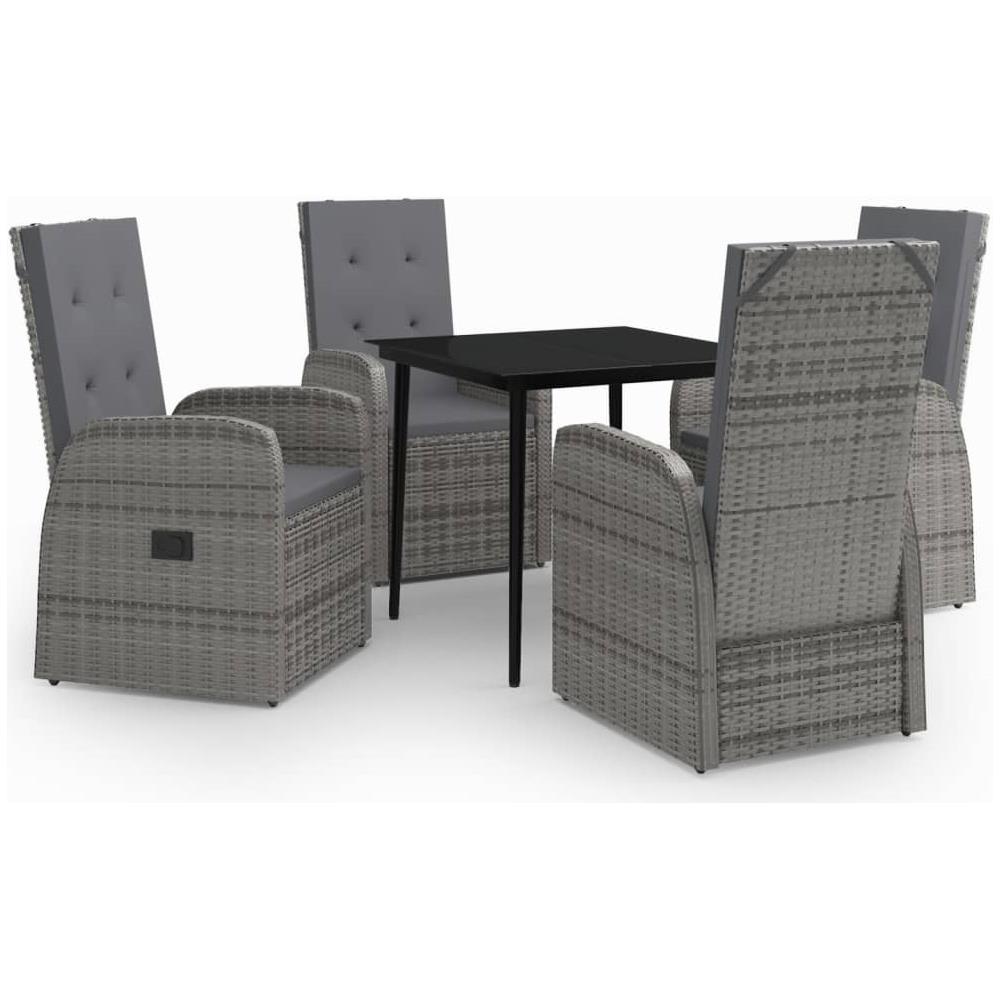 Set Mobili Da Pranzo Da Giardino Con Cuscini 5 Pz Grigio - Foto 2