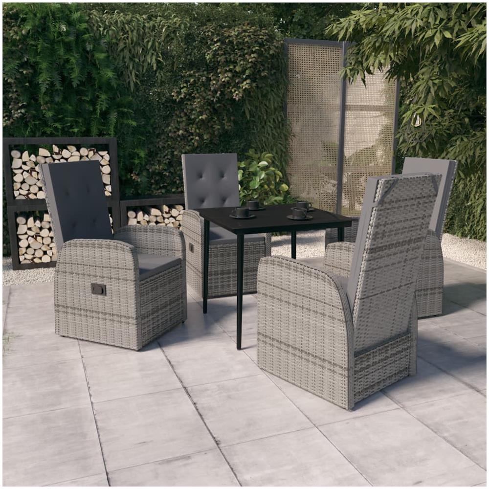 Set Mobili Da Pranzo Da Giardino Con Cuscini 5 Pz Grigio - Foto 1