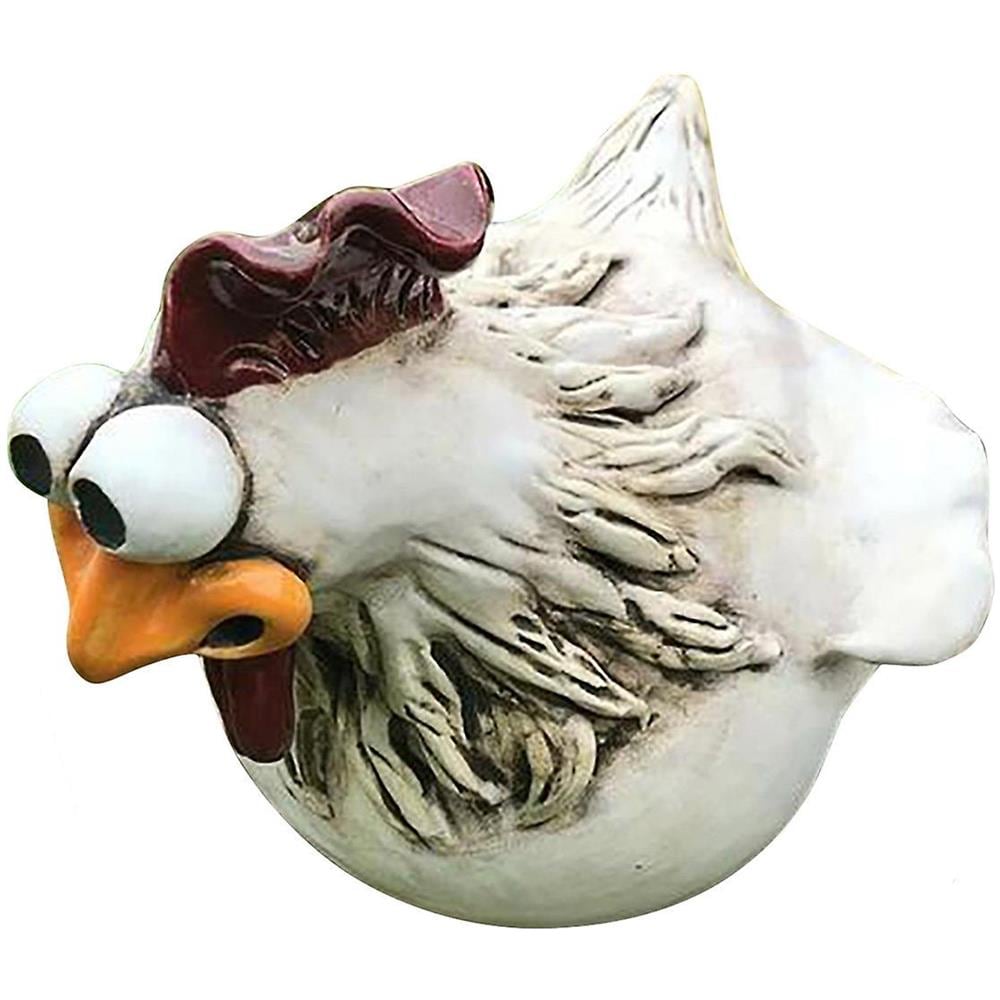 Set Di 3 Galline In Ceramica Per Giardino | Decorazione Rustica Fatta A Mano | Simpatici Pulcini Per Cortile, Balcone E Fioriere