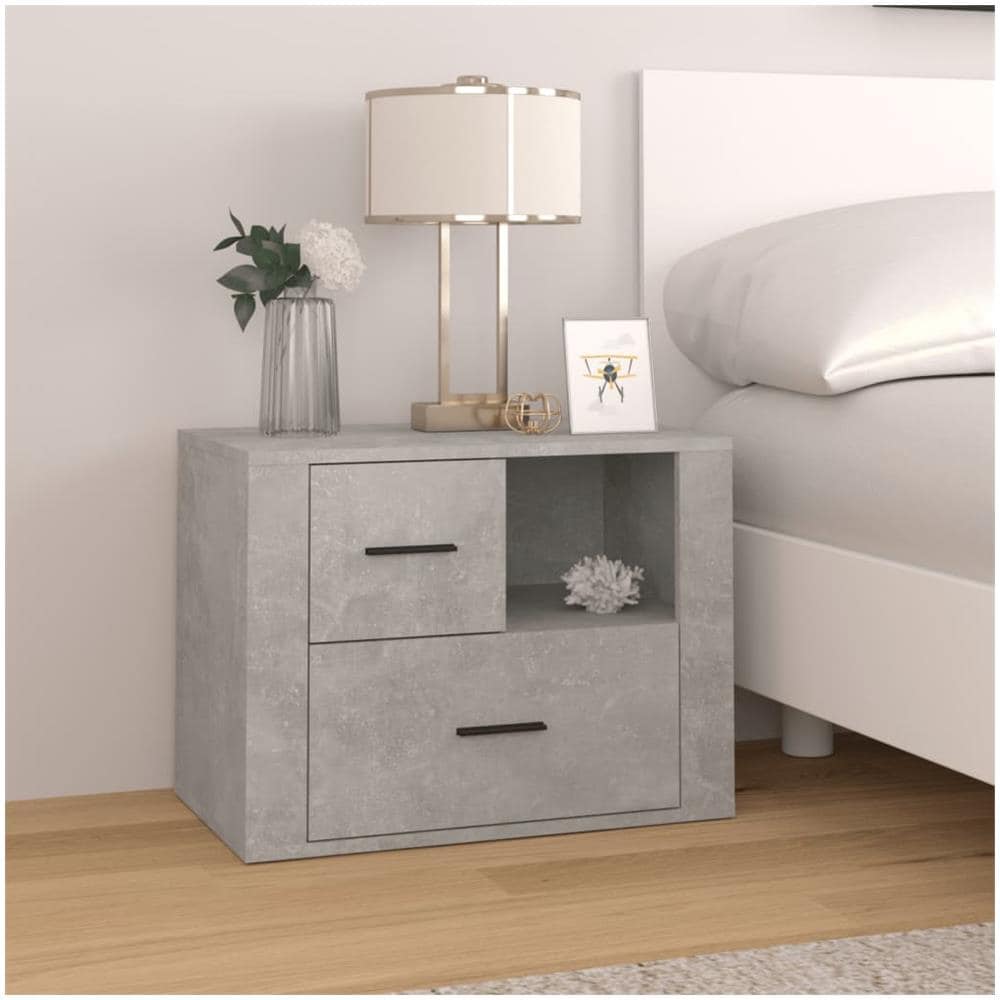 Comodino Grigio Cemento 60x36x45 Cm In Legno Multistrato - Foto 1
