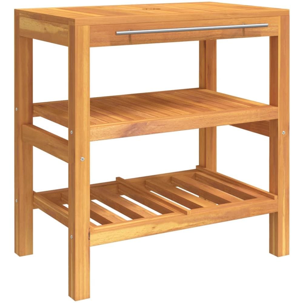 Mobile Vanità da Bagno con 2 Mensole 74x45x75 cm Legno Massello - Foto 1