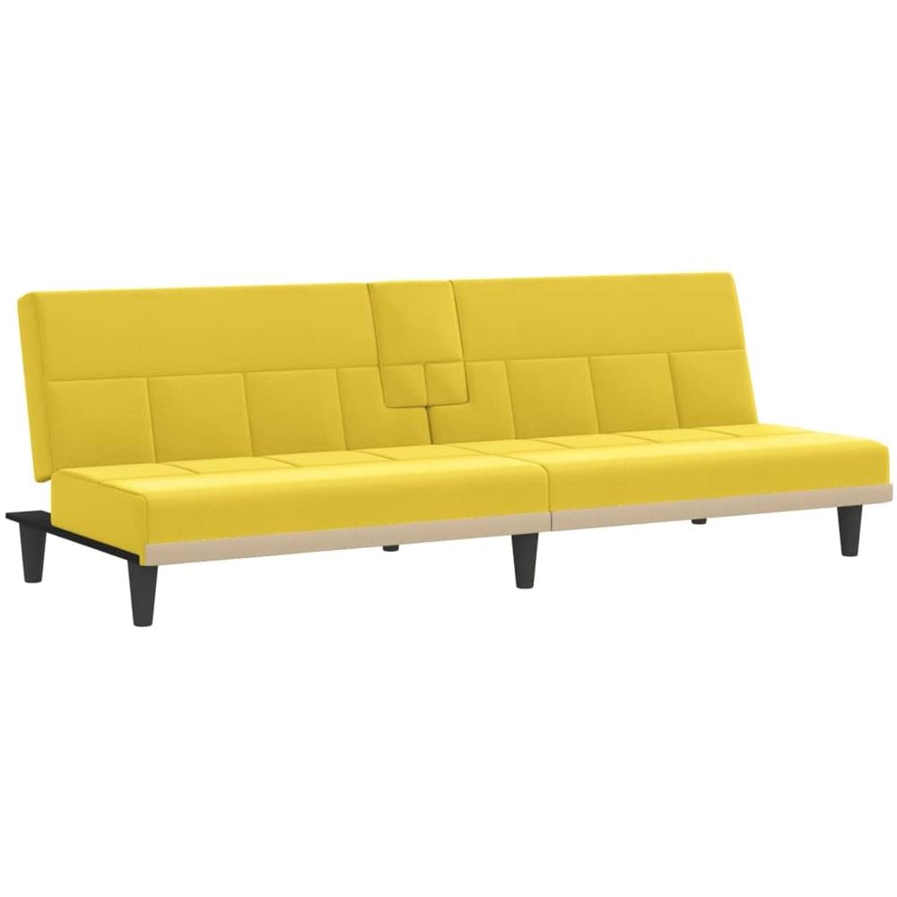 Divano Letto Con Portabicchieri In Tessuto Giallo Chiaro - Foto 1