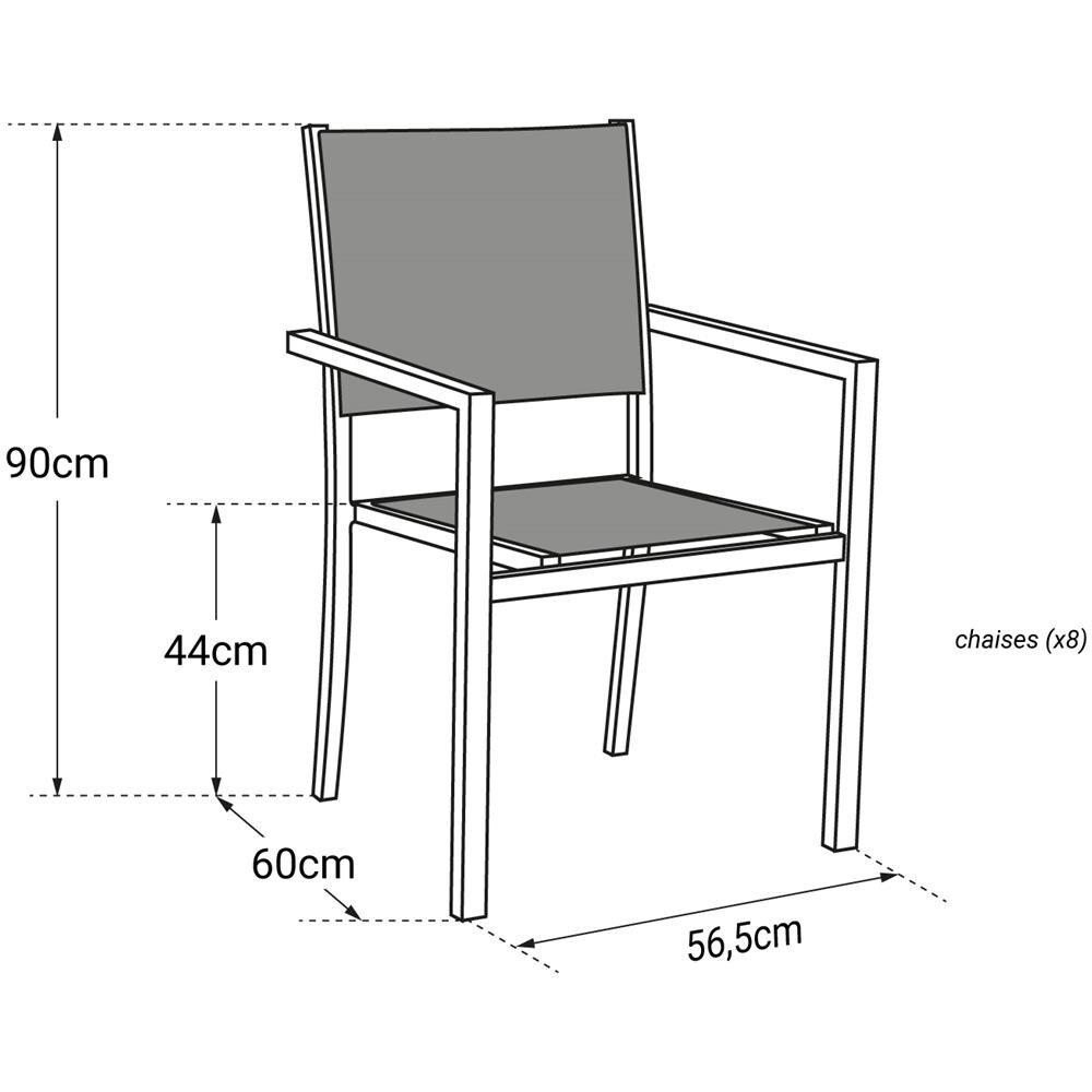 Set Di 8 Sedie In Alluminio Grigio - Textilene Nero - Foto 2