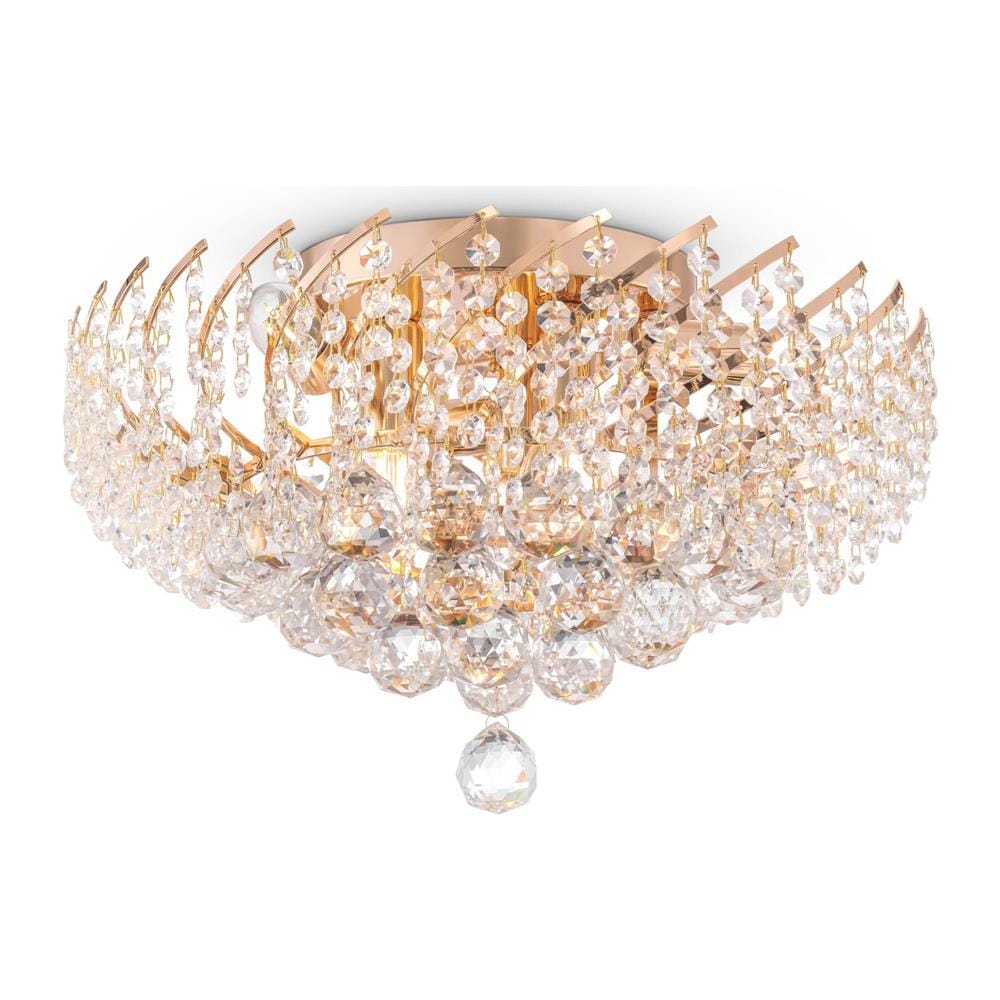 Plafoniera Contemporanea Karolina Metallo Oro 6 Luci Pendente In Cristallo - Foto 1