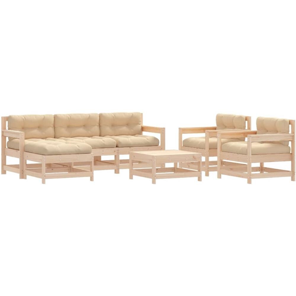 Set Divani Da Giardino 7 Pz Con Cuscini In Legno Massello - Foto 2