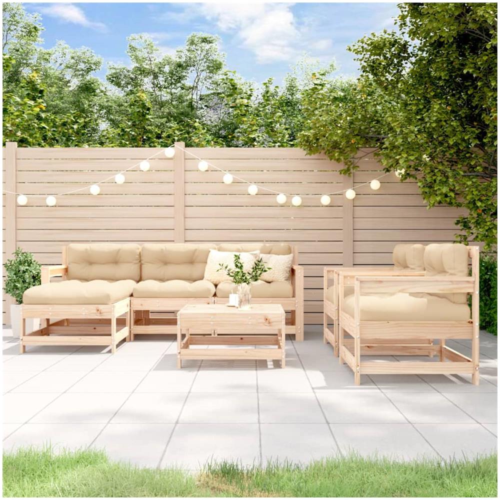 Set Divani Da Giardino 7 Pz Con Cuscini In Legno Massello - Foto 1