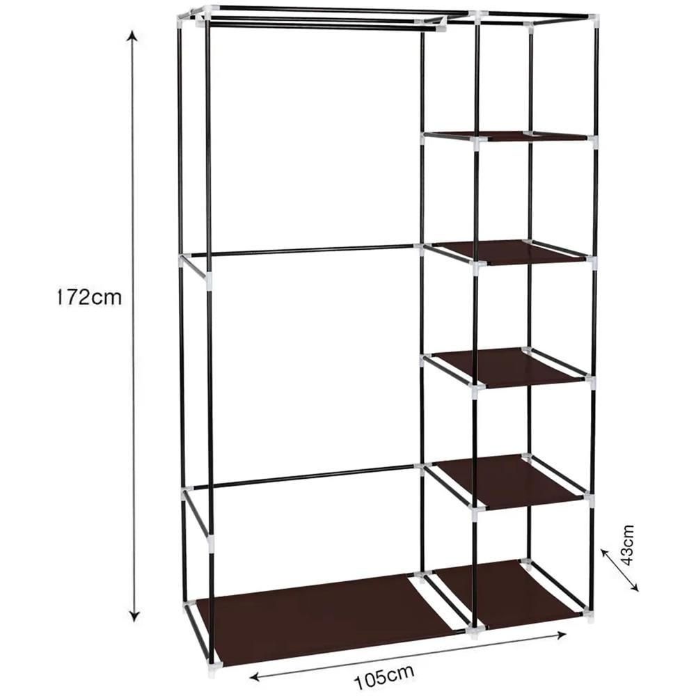 Armadio Spogliatoio In Tessuto Con Ante Con Cerniera Home Misure 170x110x45 Cm Marrone - Foto 2
