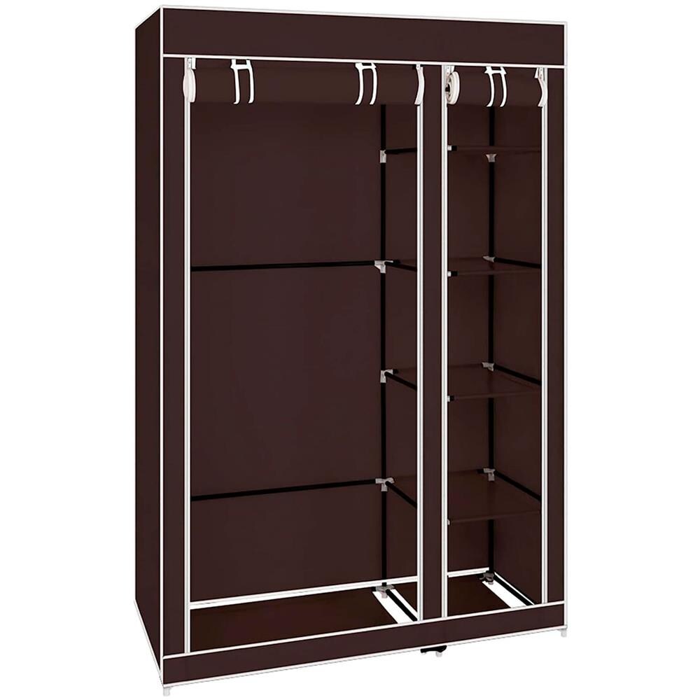 Armadio Spogliatoio In Tessuto Con Ante Con Cerniera Home Misure 170x110x45 Cm Marrone - Foto 1