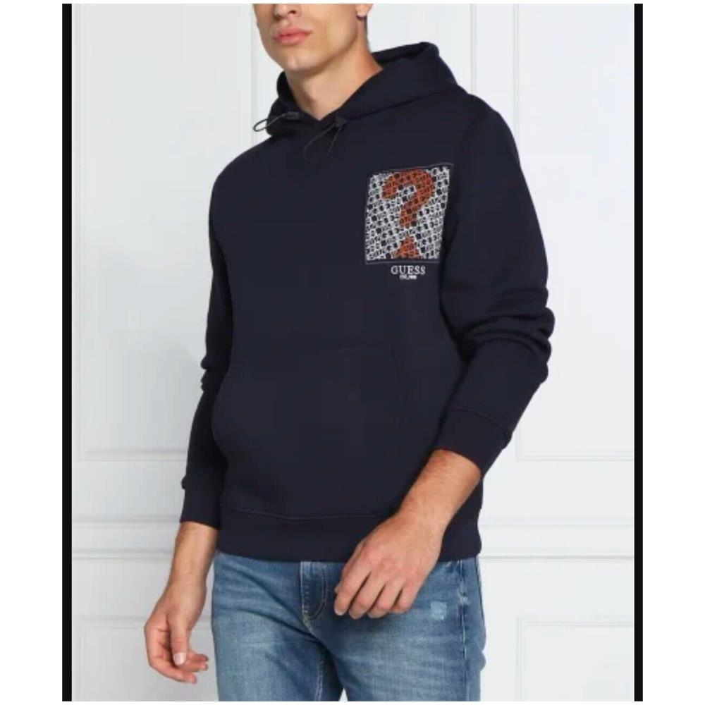 Felpa Guess Con Cappuccio Logo Uomo Colore Blu Tg M - Foto 4
