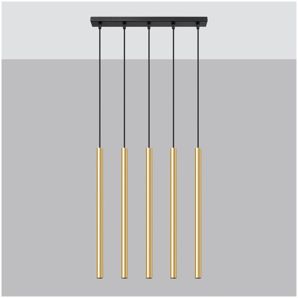 Lampada A Sospensione Pastelo 5l Oro Lucido Sl. 1198 - Moderno Lampade A Sospensione Splendore Dorato 90x45x5 Cm - Foto 2