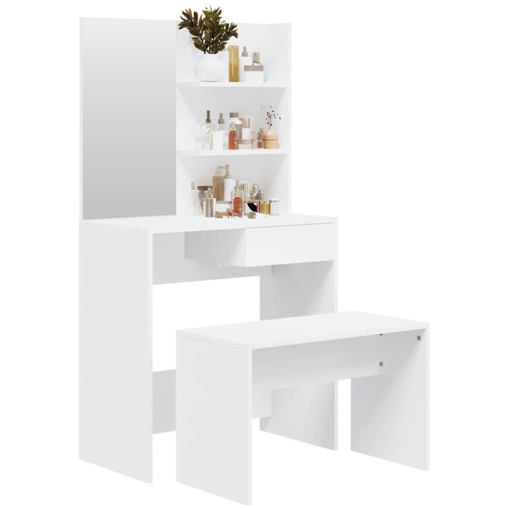 Set Tavolo Da Toeletta Bianco 74,5x40x141 Cm - Foto 3