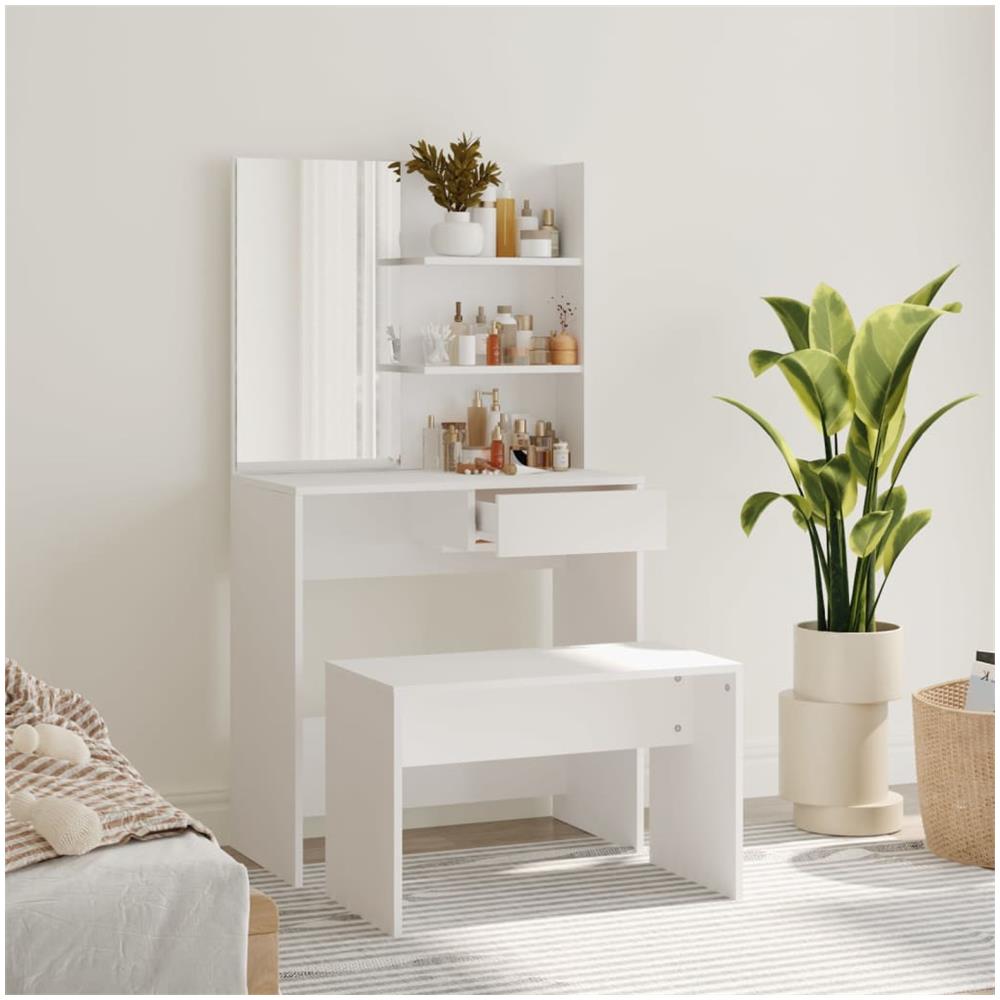 Set Tavolo Da Toeletta Bianco 74,5x40x141 Cm - Foto 1