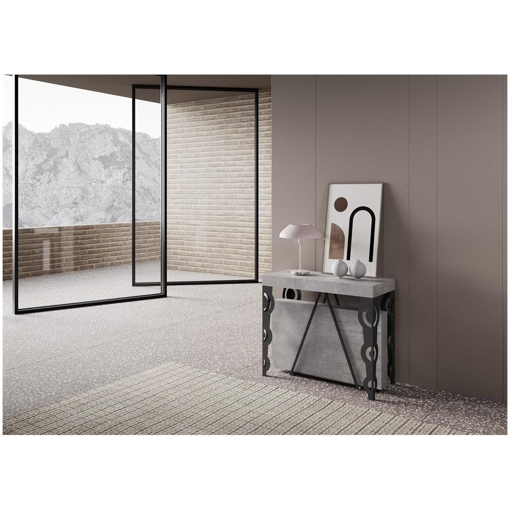 Consolle allungabile 90x40/196 cm Aceres Small cemento telaio antracite - Foto 2