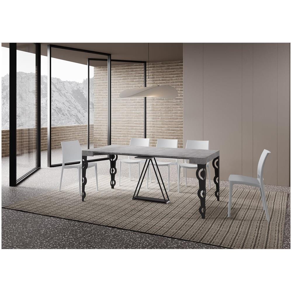 Consolle allungabile 90x40/196 cm Aceres Small cemento telaio antracite - Foto 3