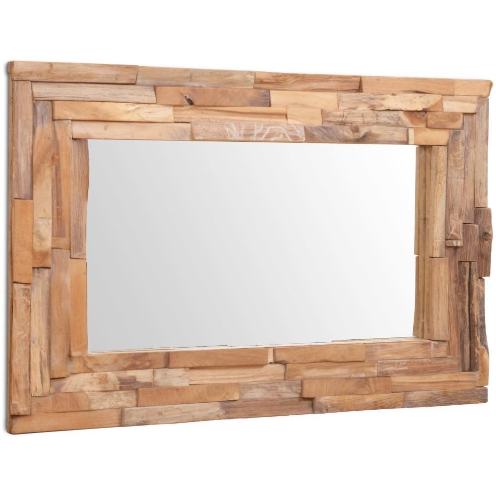 Specchio Decorativo In Legno Di Teak 90x60 Cm Rettangolare - Foto 2