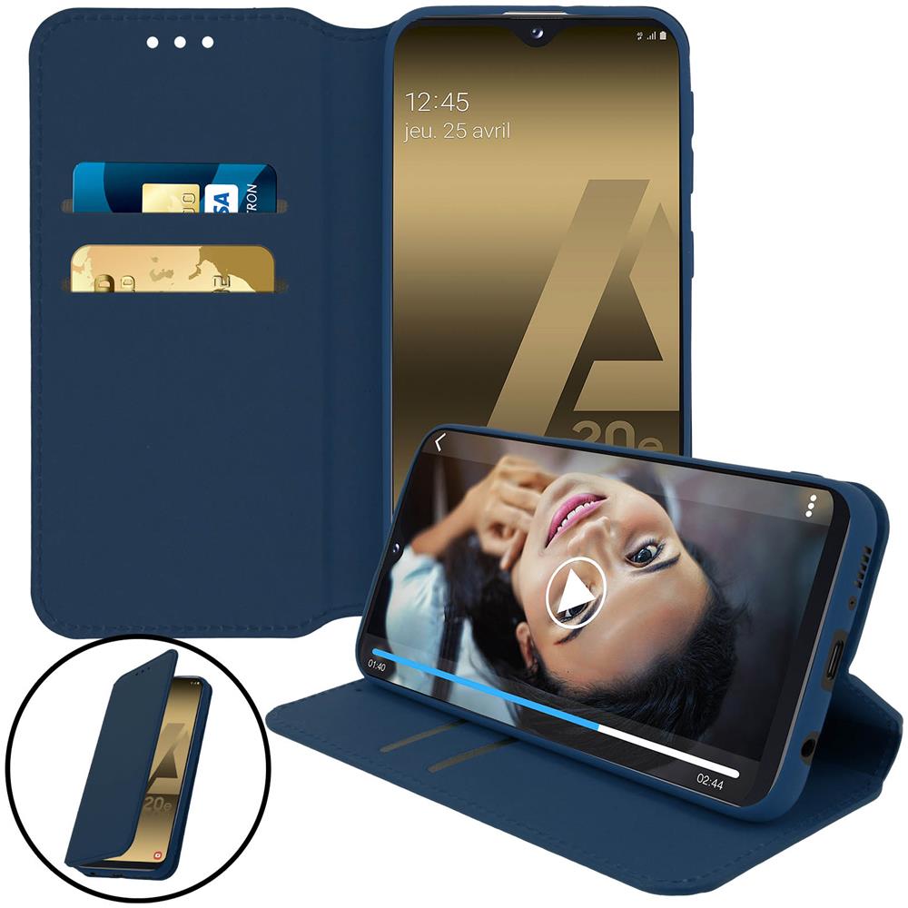 Custodia Samsung Galaxy A20e Portacarte Funzione Supporto Blu - Foto 5