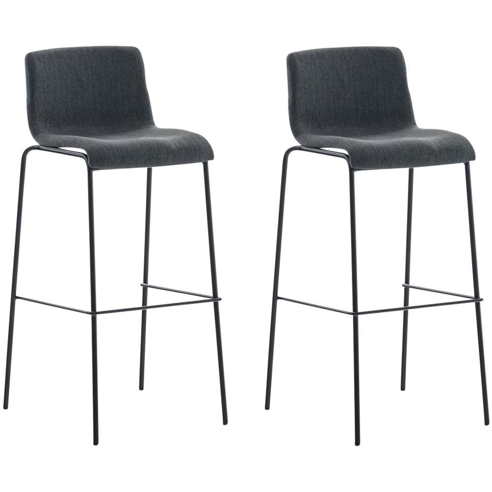 2 Sgabelli Alti HOOVER in Tessuto - Set 2 Sgabelli Bar Design H76 cm I Sedie Sgabello Ergonomiche con Schienale Grigio Scuro Nero - Foto 1
