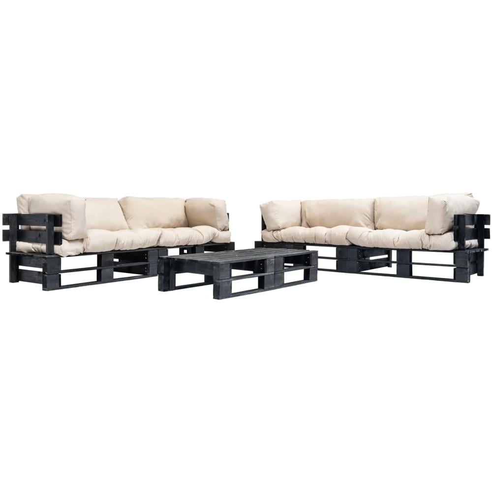 Set Divani Da Giardino Su Pallet 6pz Cuscini Sabbia Legno Fsc - Foto 1