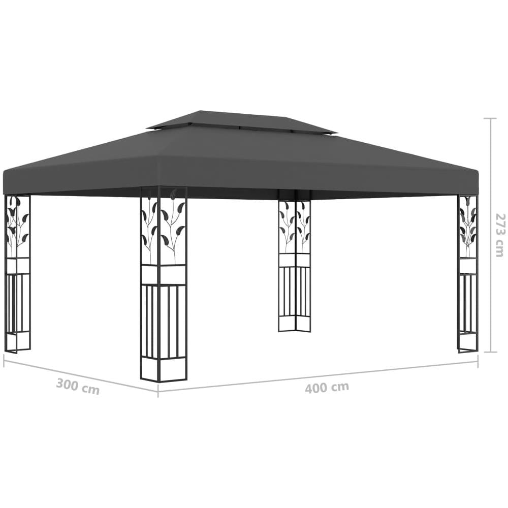 Gazebo con Tetto Doppio 3x4 m Antracite - Foto 11