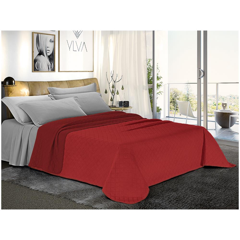 Trapuntino Copriletto Bicolor Double Face - Una Piazza E Mezza 220x280 Cm Bordeaux / rosso - Foto 1