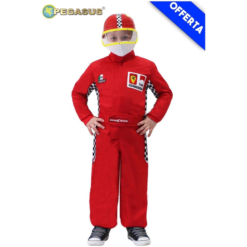 Costume Carnevale Pilota Formula 1 Bambino Vestito Driver Corse Pegasus Taglia 8/9 Anni - Foto 1