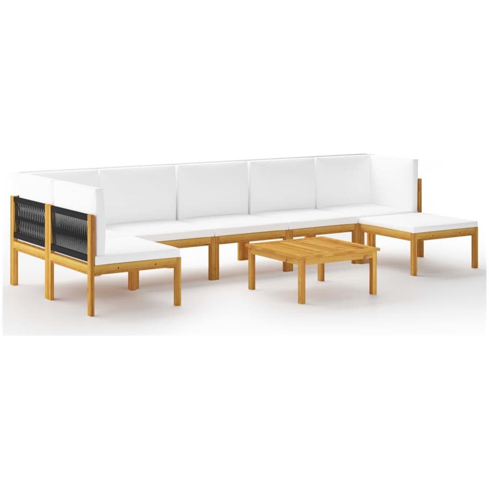 Set Divani Da Giardino 8 Pz Con Cuscini Crema Massello Acacia - Foto 1