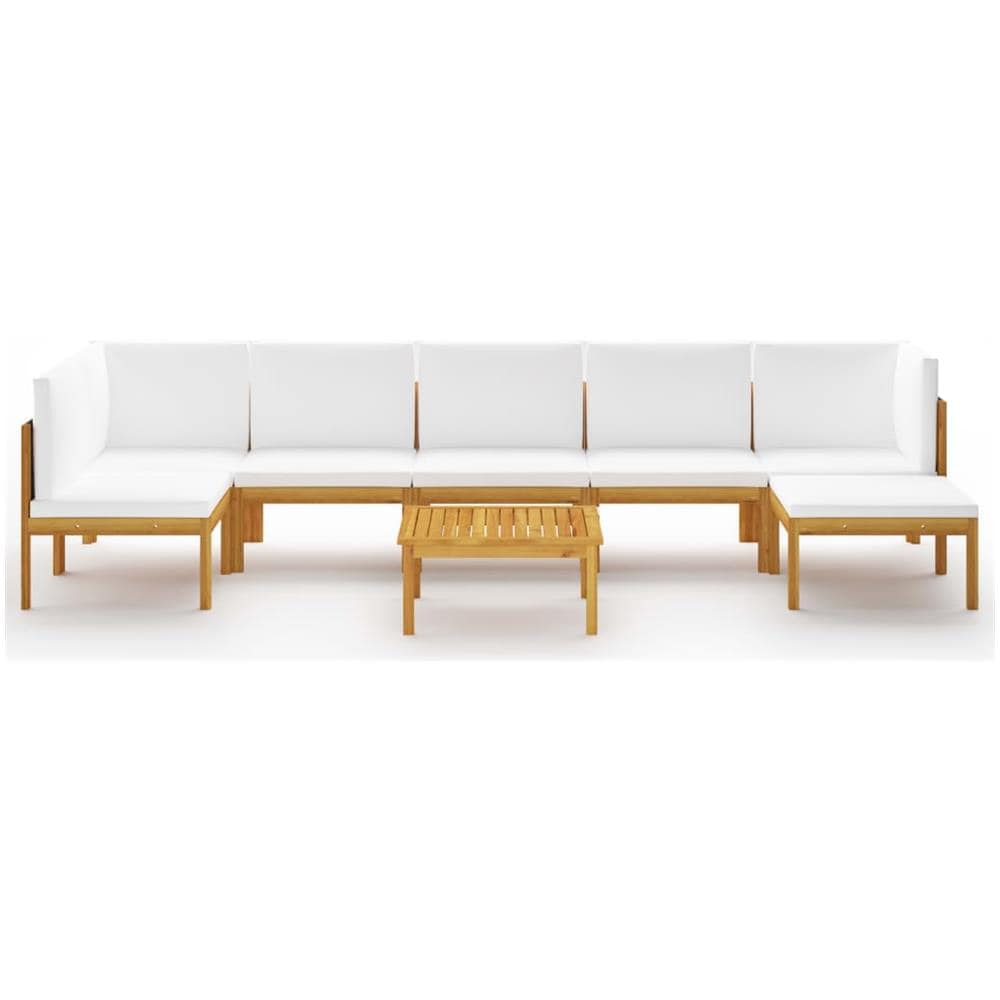 Set Divani Da Giardino 8 Pz Con Cuscini Crema Massello Acacia - Foto 2