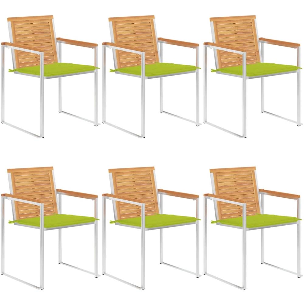 Sedie Da Giardino Con Cuscini 6 Pz In Legno Massello Di Teak - Foto 1