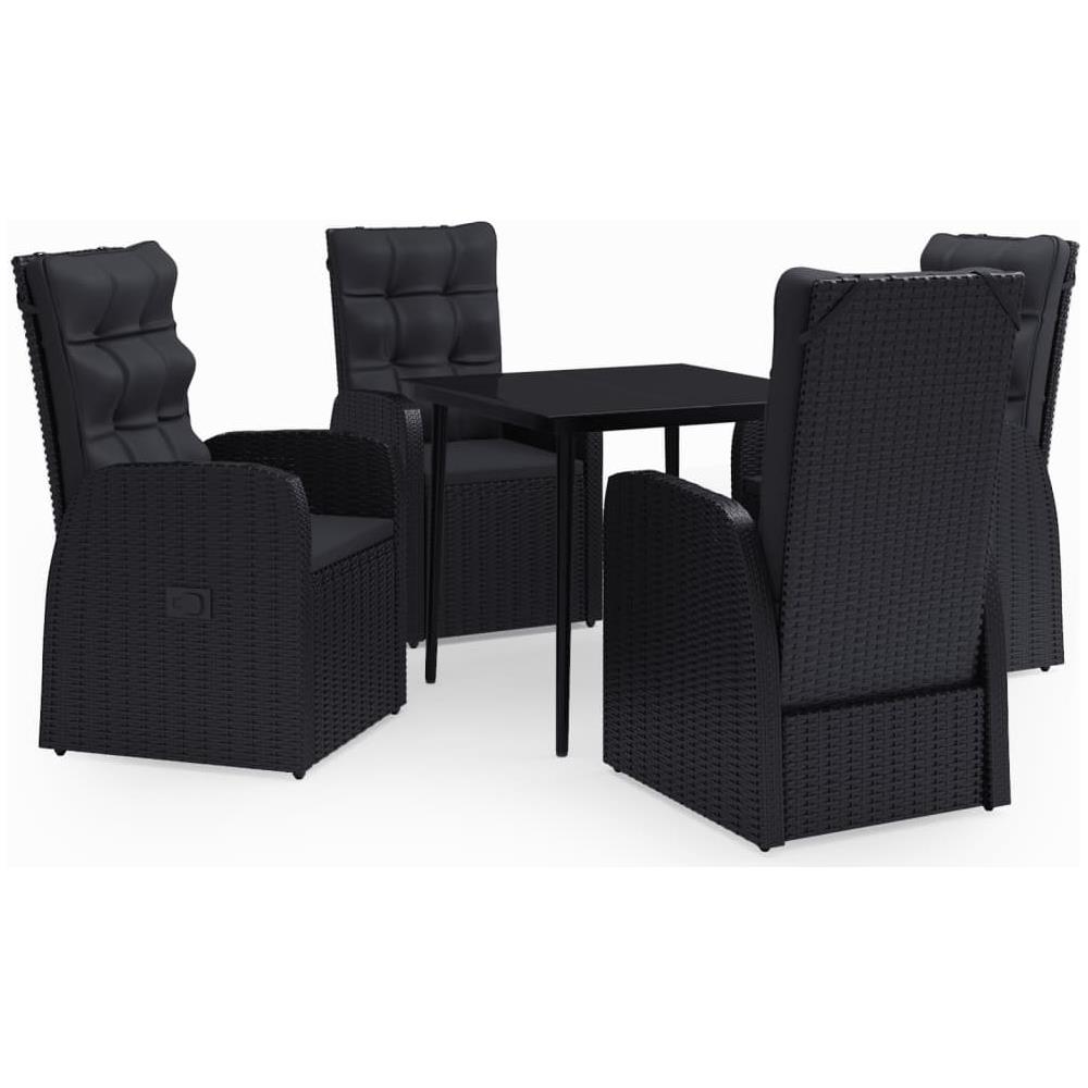 Set Da Pranzo Per Giardino 5 Pz Con Cuscini Nero - Foto 2