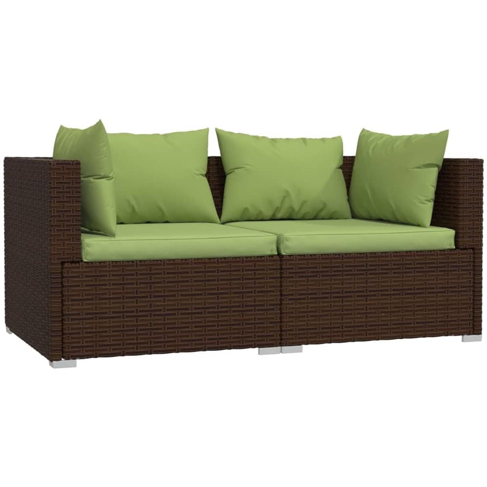 Set Divani Da Giardino Con Cuscini 3 Pz In Polyrattan Marrone - Foto 3
