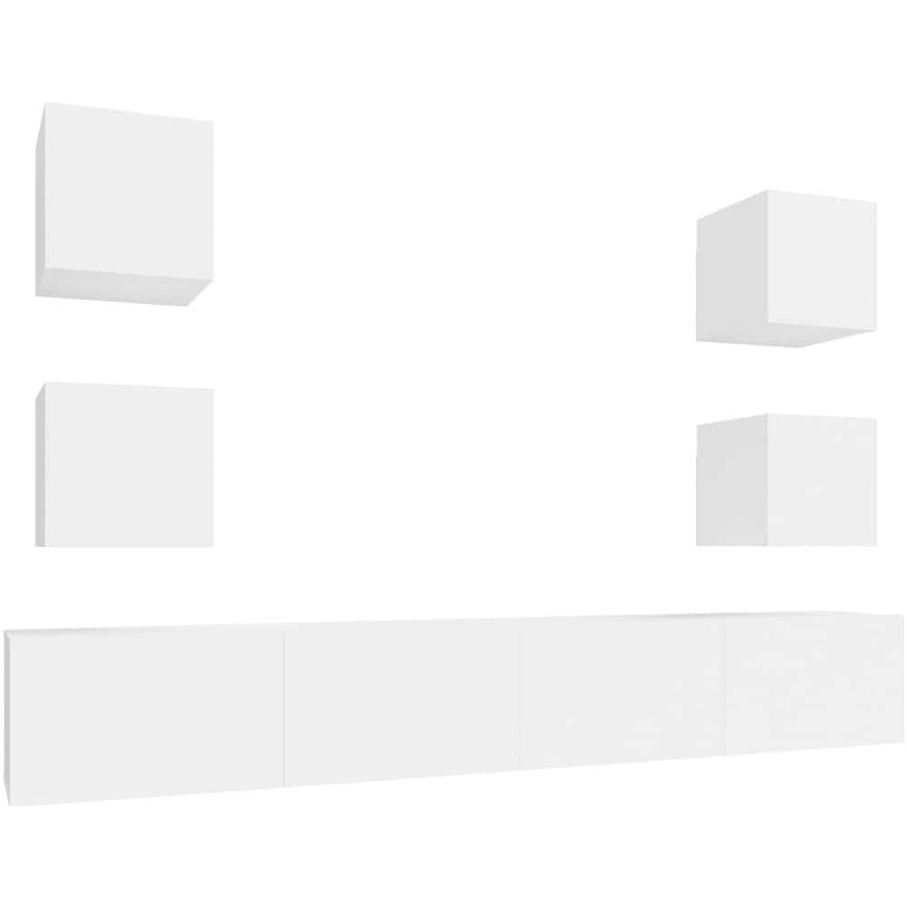 Set Di Mobili Porta Tv 6 Pz Bianco In Legno Multistrato - Foto 2