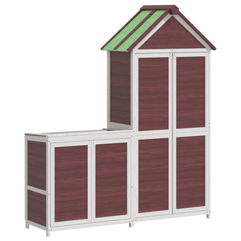 Set Rimessa Attrezzi Da Giardino 2pz Moka Legno Massello Pino - Foto 2