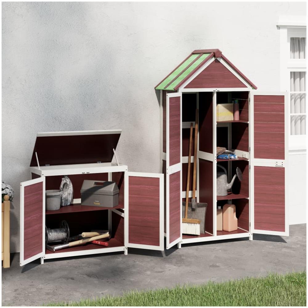 Set Rimessa Attrezzi Da Giardino 2pz Moka Legno Massello Pino - Foto 3