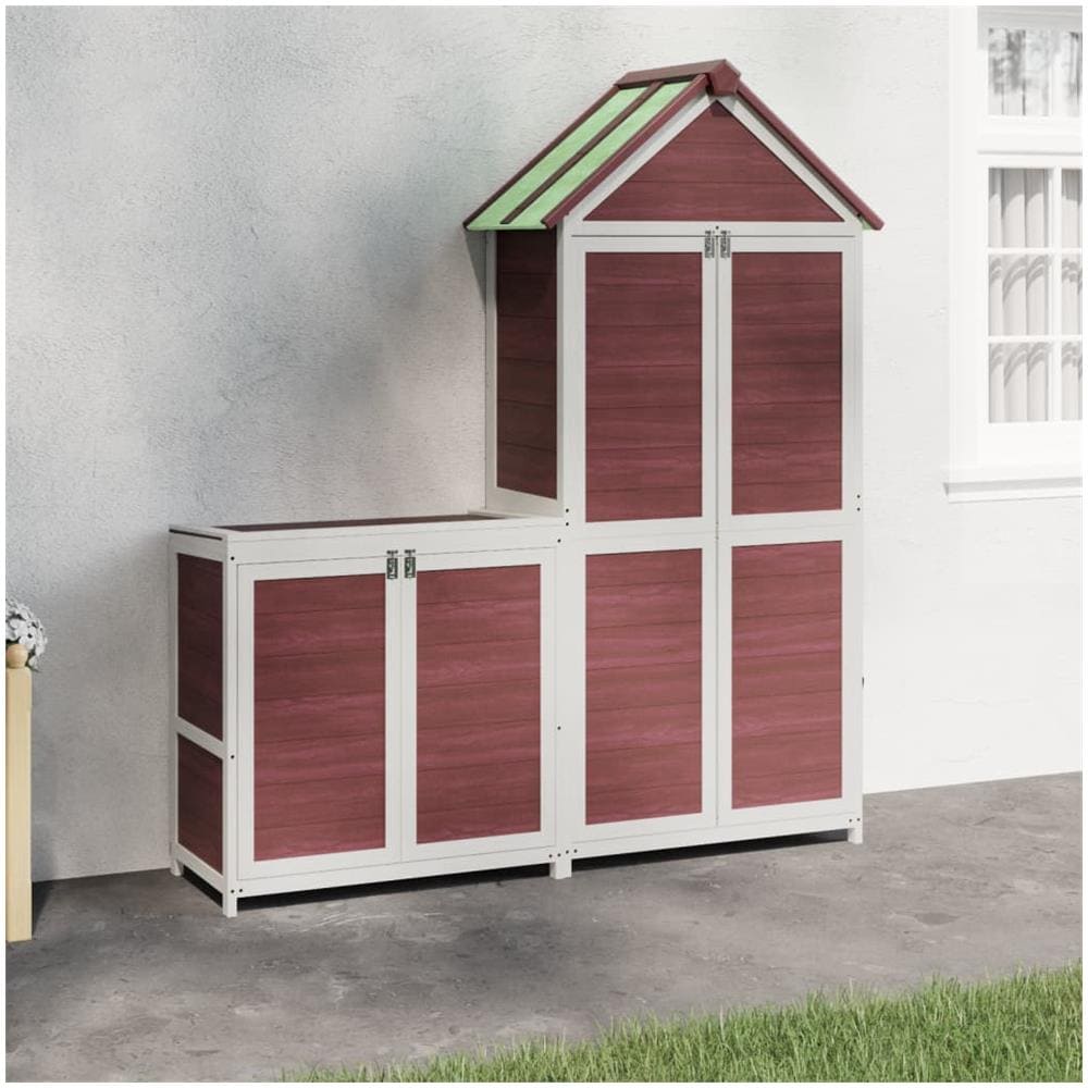 Set Rimessa Attrezzi Da Giardino 2pz Moka Legno Massello Pino - Foto 1