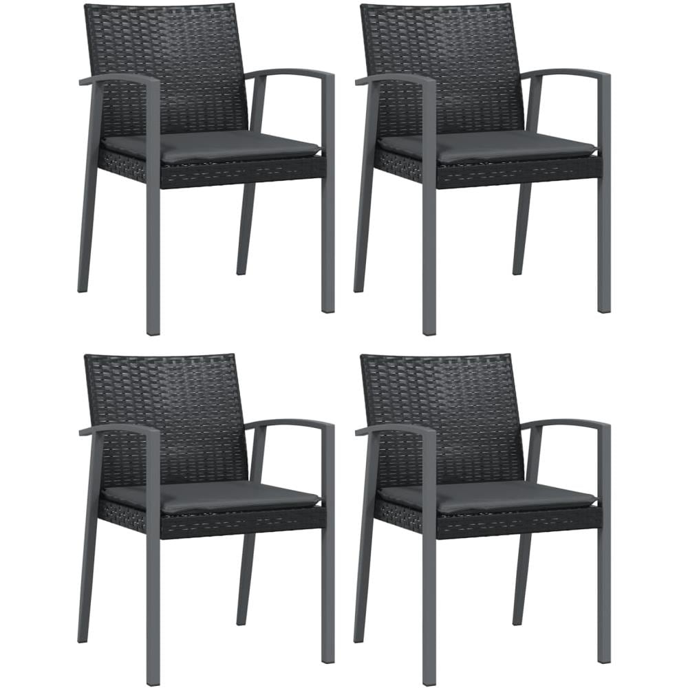 Sedie Da Giardino Con Cuscini 4pz Nere 56,5x57x83 Cm Polyrattan - Foto 1