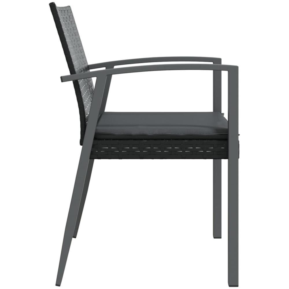 Sedie Da Giardino Con Cuscini 4pz Nere 56,5x57x83 Cm Polyrattan - Foto 2