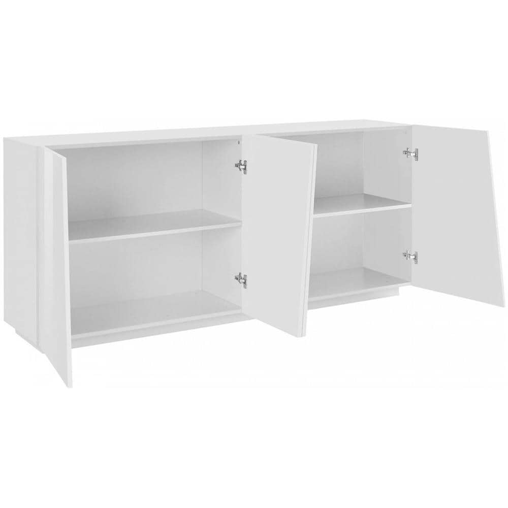 Credenza Oscar, Madia Da Cucina A 4 Ante, Buffet Da Soggiorno, 100% Made In Italy, Cm 200x43h86, Bianco Lucido - Foto 4